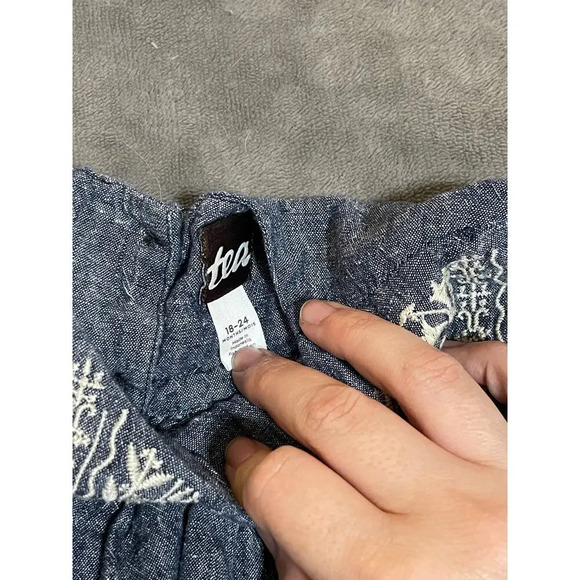 Tea Collection Size 18-24 M Baby Girl Denim Embroidered Floral Sleeveless Dress - Picture 3 of 8